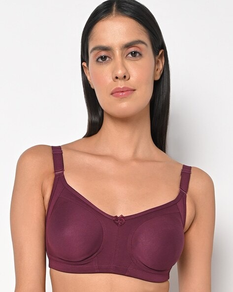 Buy online Wine Cotton Bra With Transparent Straps from lingerie for Women  by Floret for ₹206 at 10% off