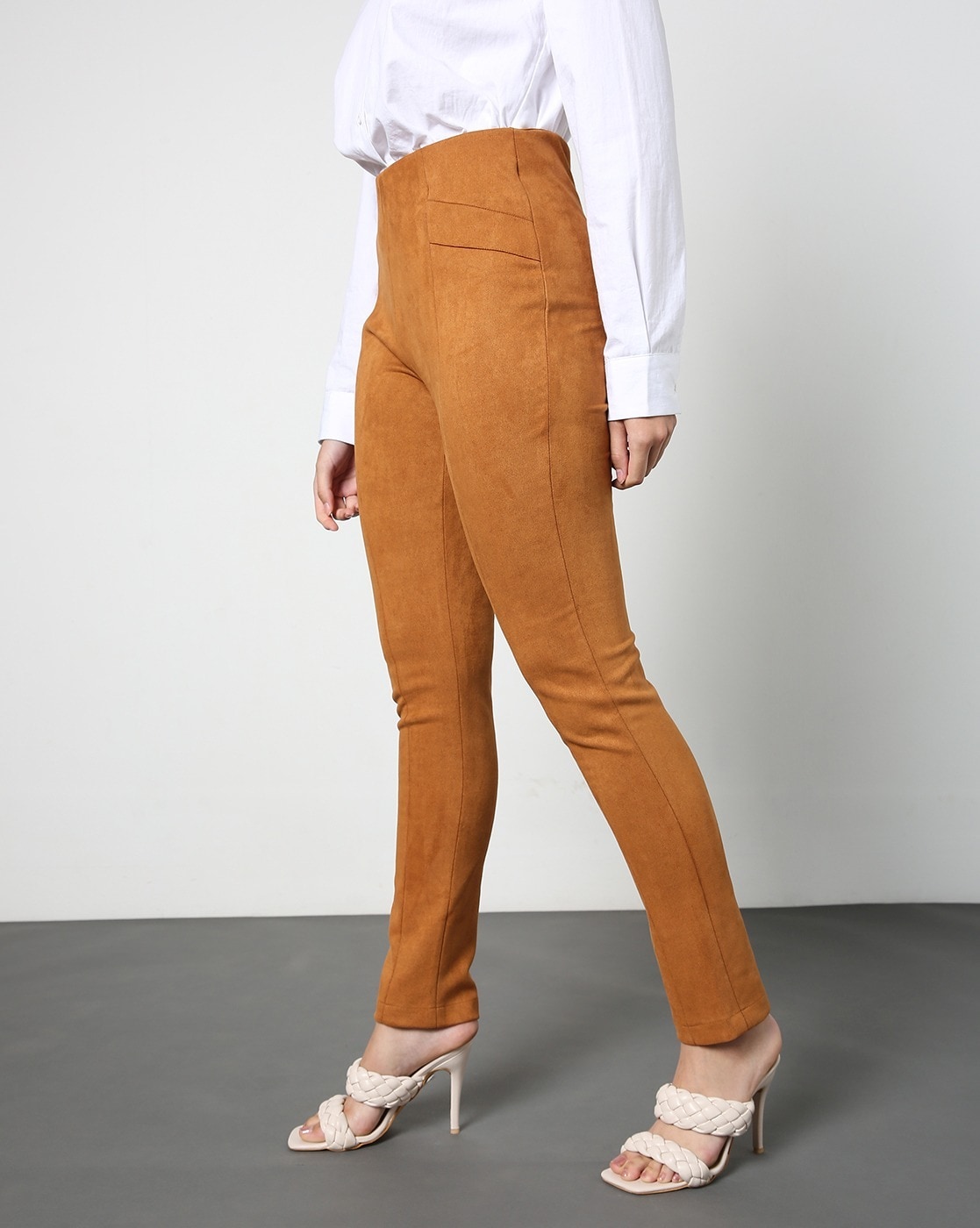 Buy Tan Brown Trousers Pants for Women by Outryt Online Ajio