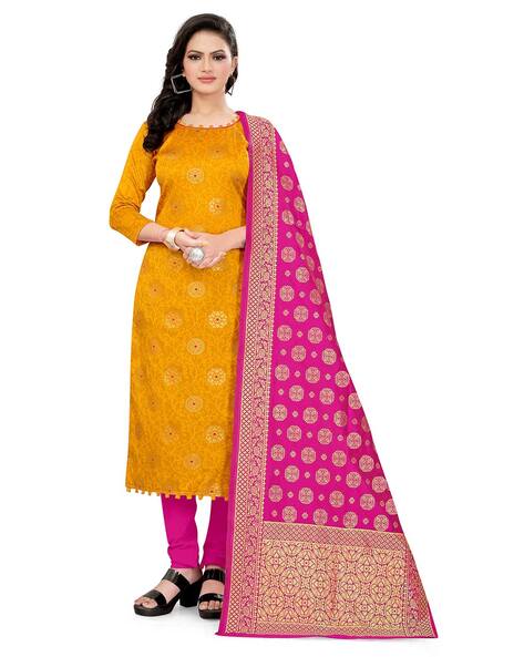 Block Woven Unstitched Dress Material Price in India