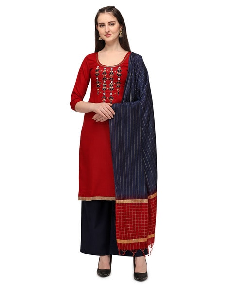 Embellished Unstitched Dress Material Price in India