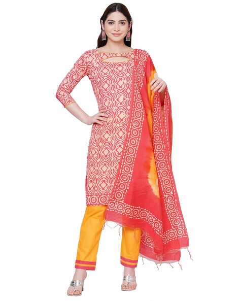 Batik Print 3-piece Dress Material Price in India