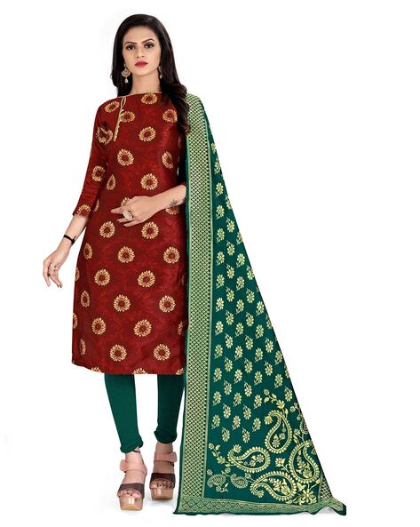 Brocade Unstitched Dress Material Price in India