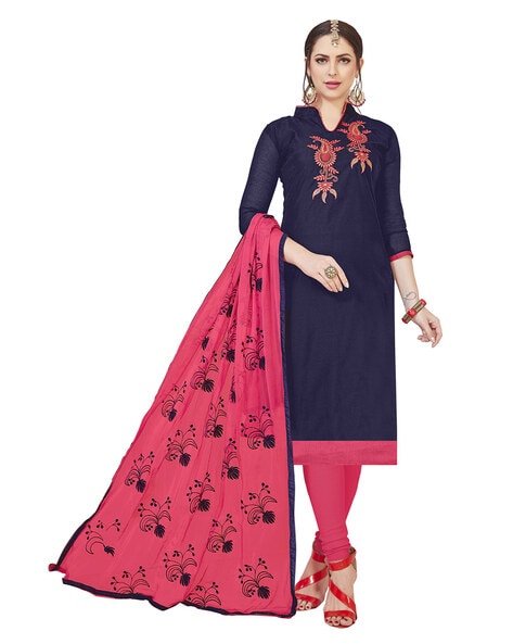 Embroidered Unstitched Dress Material Price in India