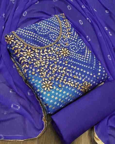 Embellished Unstitched Dress Material Price in India