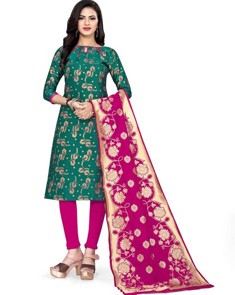 Brocade Unstitched Dress Material Price in India