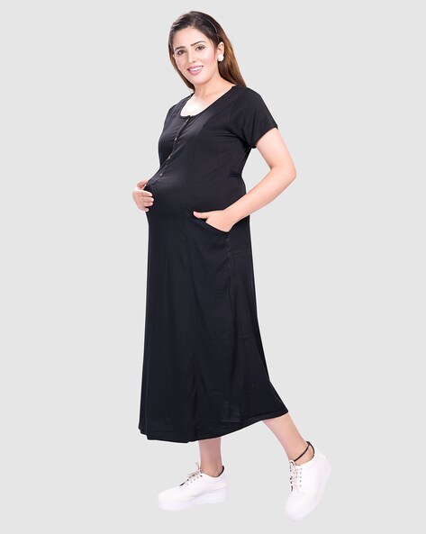 Sand Charlotte Maternity Gown with Slit One-Size – Chicaboo