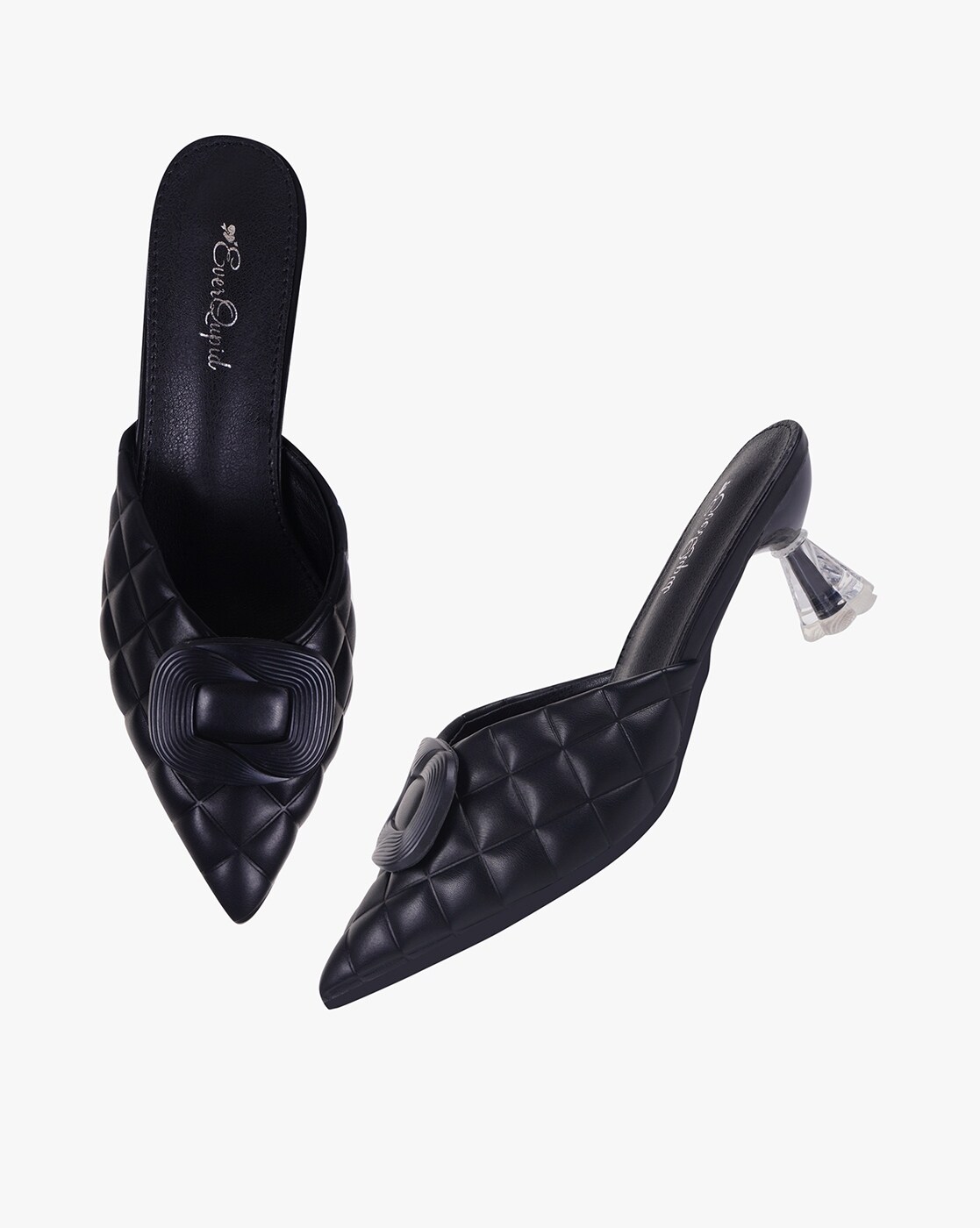 Black mid heel discount mules