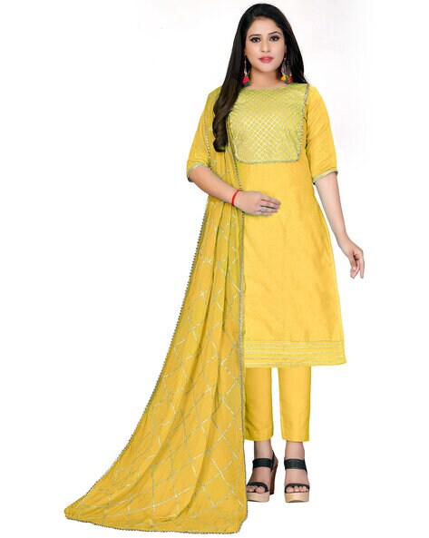 Embellished Unstitched Dress Material Price in India