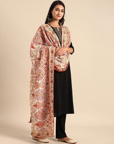 Floral embroidered Dupatta Price in India