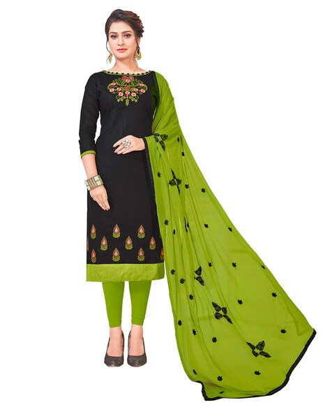 Embroidered Unstitched Dress Material Price in India