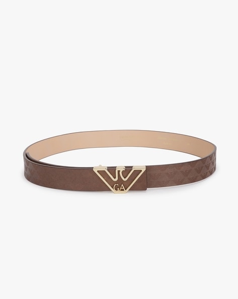 Buy EMPORIO ARMANI Logo Print Belt with Eagle Metal Buckle Closure, Brown  Color Women