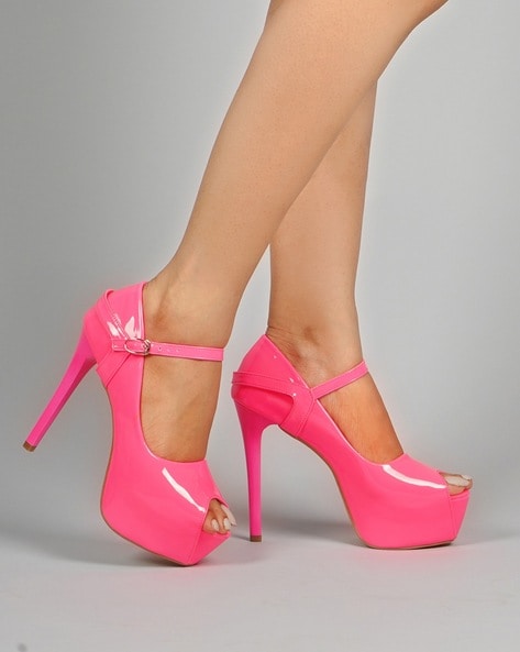 Chunky Crystal Diamante Ladies Peep Toe High Heels - Crystal Couture