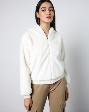 White hoodie 2025 jacket women's