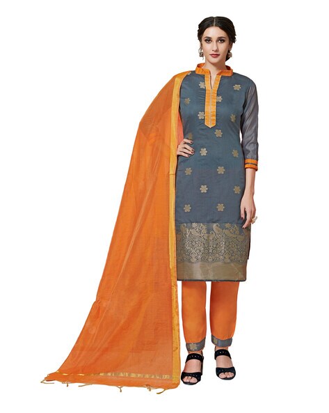 Embroidered Unstitched Dress Material Price in India