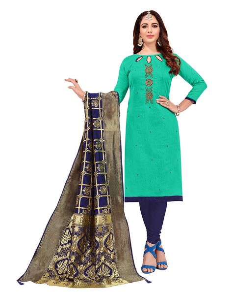 Embroidered Unstitched Dress Material Price in India