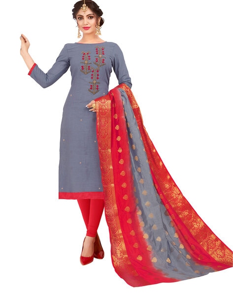 Embellished Unstitched Dress Material Price in India