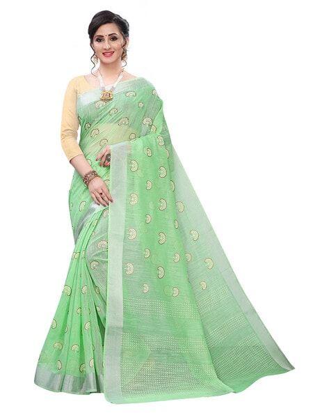 Bengali Cotton Parrot Green Saree Without Blouse – Kumaran Silks