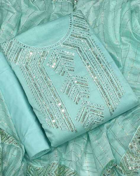 Embellished Semi-stitched Dress Material Price in India