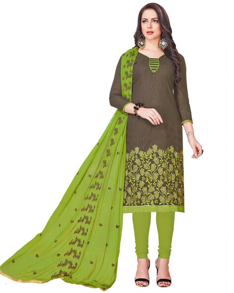 Embroidered Unstitched Dress Material Price in India