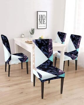 cortina eyelet curtain Pack of 4 Dining Chair Slip Covers Geometric-picture-22