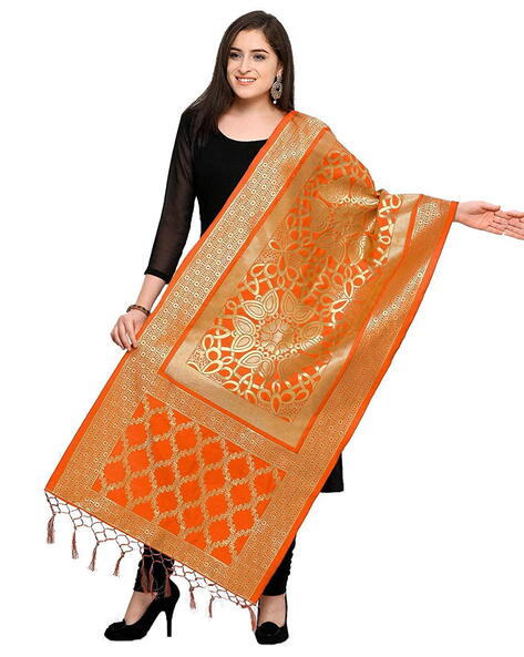 Silk Dupatta with Woven Pattern Price in India