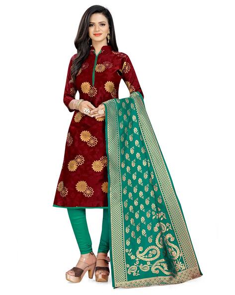 Brocade Unstitched Dress Material Price in India