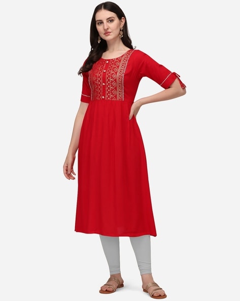 Red Stitched Latest Designs Chex Designs Kurti With Plain Palazzo  Collection, Adult at Rs 4995/set in Surat