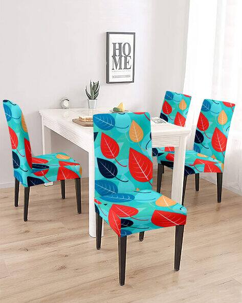 Cortina Eyelet Curtain Pack of 4 Dining Chair Slip Covers Leaf