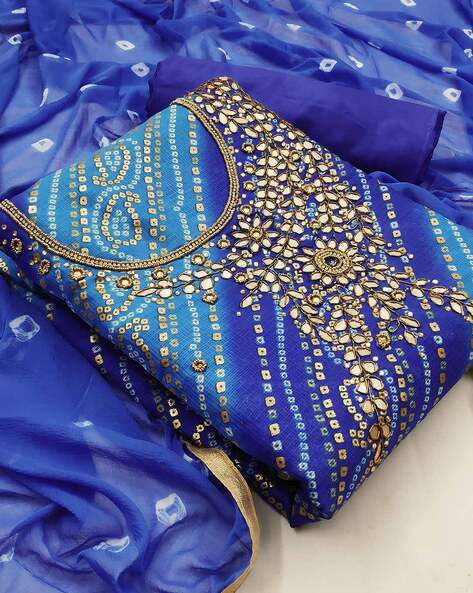 Embellished Unstitched Dress Material Price in India