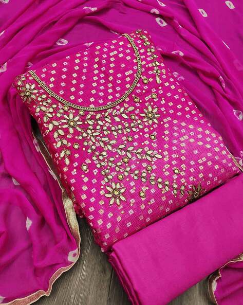 Embellished Unstitched Dress Material Price in India