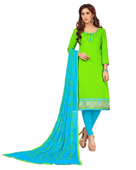 Embroidered Unstitched Dress Material Price in India