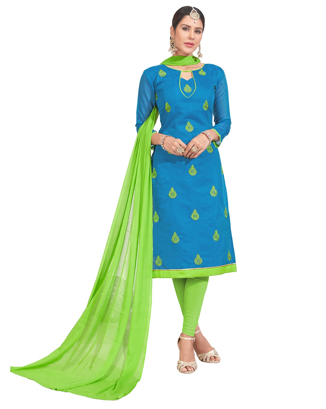 DESIGN WORLD Women A-line Light Blue Dress - Buy DESIGN WORLD Women A-line Light  Blue Dress Online at Best Prices in India | Flipkart.com