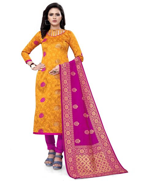 Brocade Unstitched Dress Material Price in India