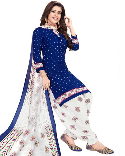 Crepe Printed Unstitched Salwar Suit Dress Material Price in India