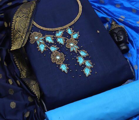 Embellished Unstitched Dress Material Price in India