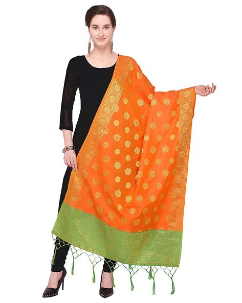 Banarasi Silk Zari Woven Dupatta with Tassels Price in India