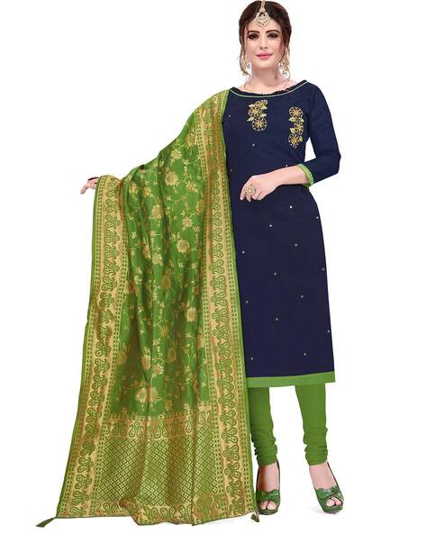 Embellished Unstitched Dress Material Price in India