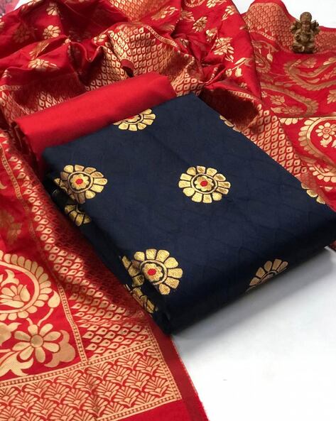 Banarasi Silk Jacquard Unstitched Salwar Suit Material Price in India