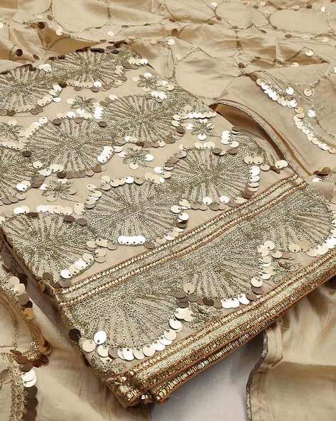 beige colour dress material Graceful net fabric ethnic beige colour bollywood style party dress