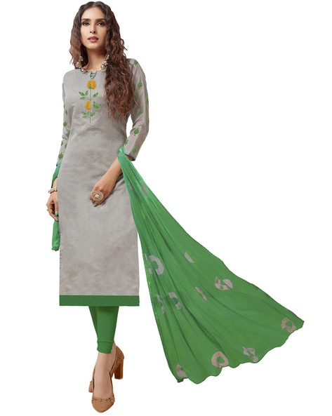 Embroidered Unstitched Dress Material Price in India