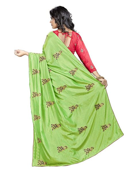 Parrot Green Tussar Silk Digital Printed Saree - SA374209