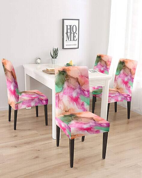 Cortina Eyelet Curtain Pack of 4 Dining Chair Slip Abstract Covers