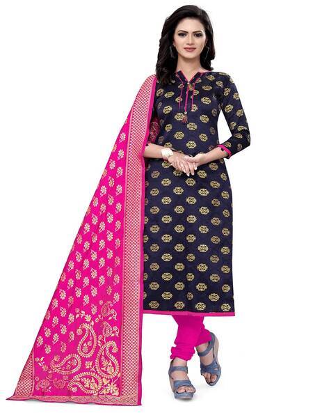 Brocade Unstitched Dress Material Price in India