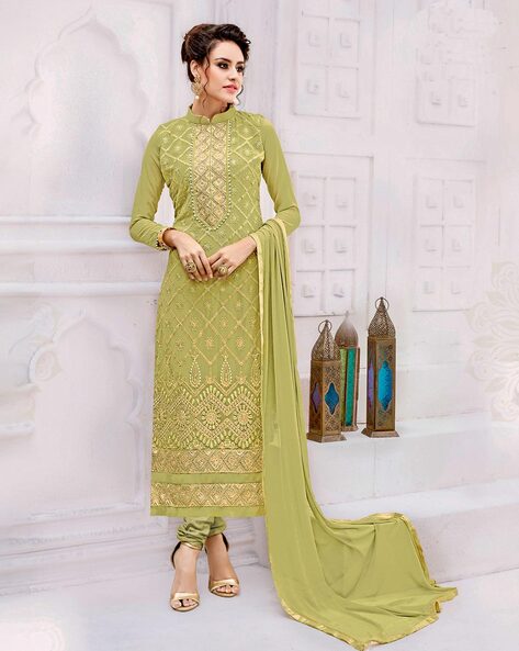 Wedding Wear Mehndi Green Embroidery Sequence Design Work Georgette Lehenga  Choli at Rs 1200 in Surat