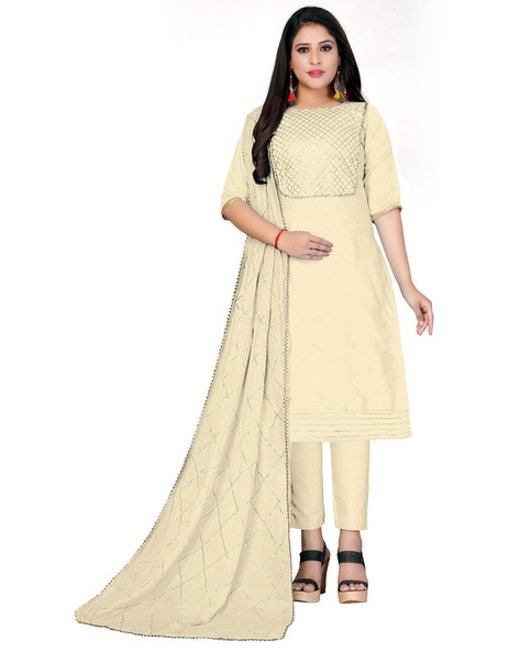 Embellished Unstitched Dress Material Price in India