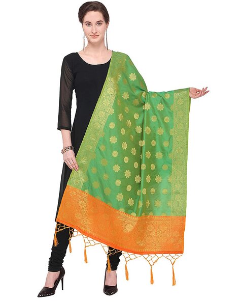 Banarasi Jacquard Silk Designer Dupatta with Fringes Price in India