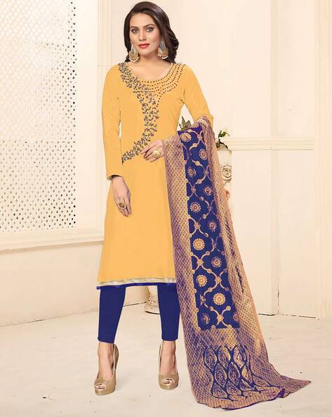 Embellished Unstitched Dress Material Price in India