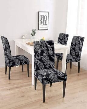 cortina eyelet curtain Pack of 4 Dining Chair Slip Covers Abstract-picture-13