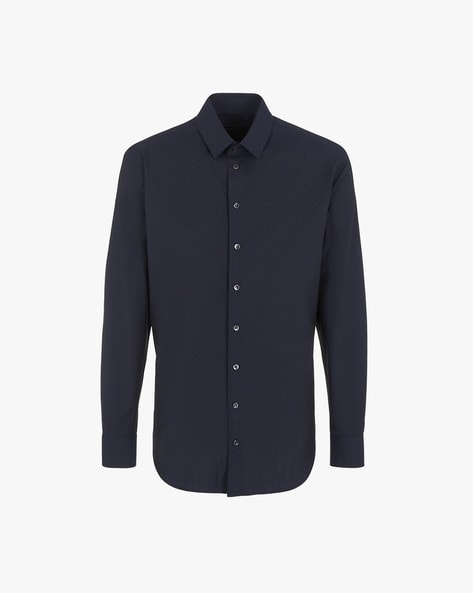 Giorgio Armani Navy Spread Collar Shirt