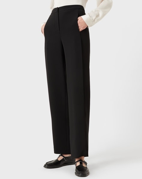 BURGUNDY CASHMERE SILK HIGH WAIST TROUSERS WITH BACK ZIPPER – Frantzi